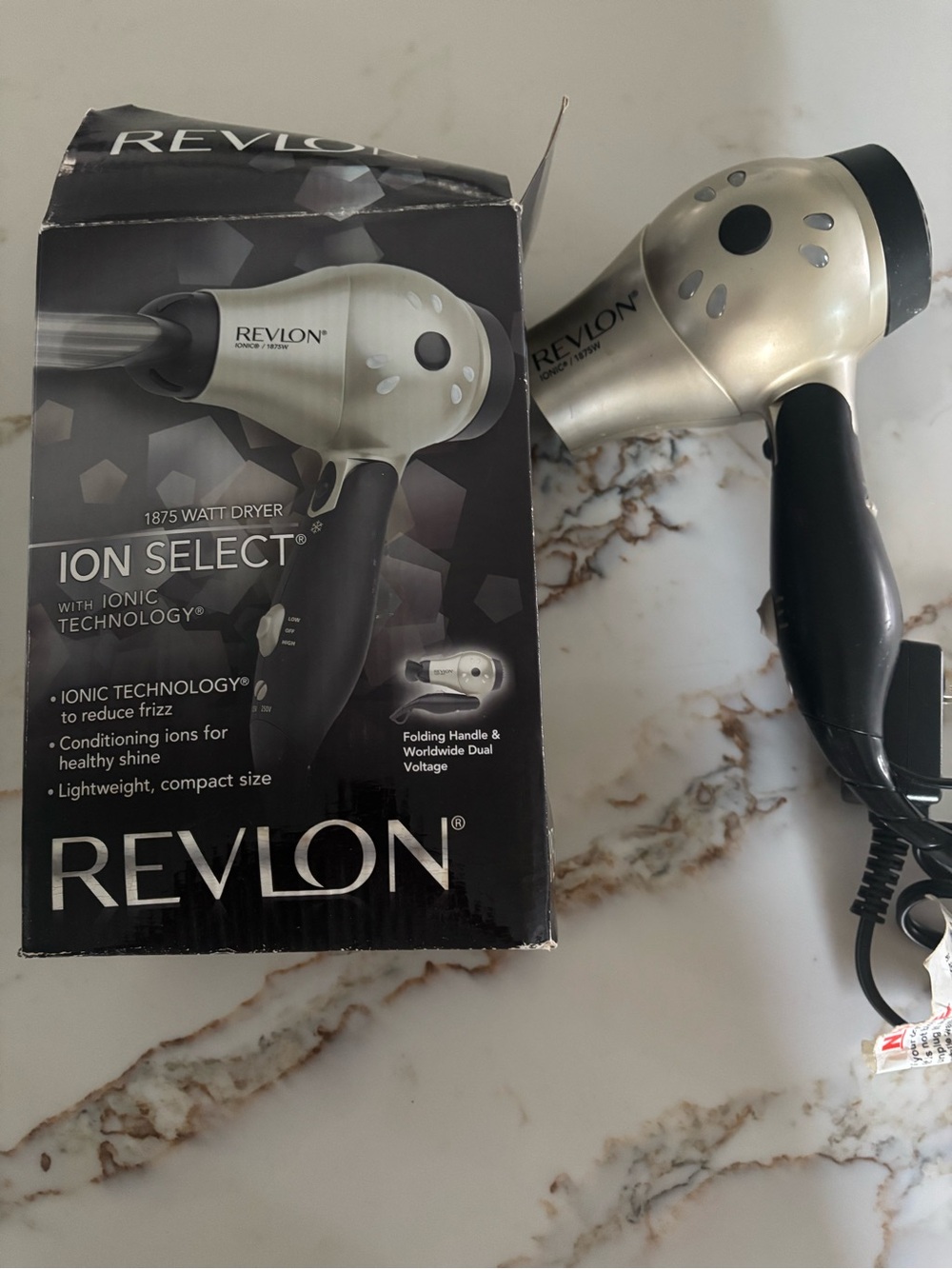 Revlon Silver and Black Ion Select Travel Hair Dryer